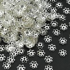アイアン製ビーズキャップ  カドミウムフリー＆鉛フリー  花  マルチ花弁  銀  6x1mm  穴：1mm&nbsp;IFIN-YW0001-70S