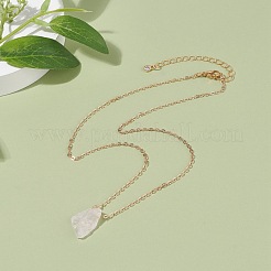 Irregular Raw Natural Rose Quartz Pendant Necklace with Brass Chain&nbsp;NJEW-JN03832-01