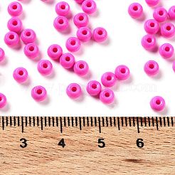 焼付塗装ガラスシードビーズ  ラウンド  濃いピンク  4x3mm  穴：1.2mm  約7650個/ポンド&nbsp;SEED-H002-I-B511