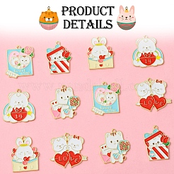 12Pcs 6 Styles Valentine's Day Alloy Enamel Pendants&nbsp;ENAM-FS0002-34