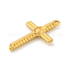 イオンプレーティング（IP）304ステンレスペンダント  クロスチャーム  18KGP本金メッキ  22x13.5x2.5mm  穴：1.2mm&nbsp;STAS-N103-94G