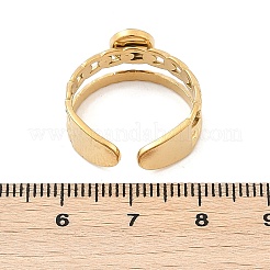 304ステンレススチールカーブチェーンオープンカフリング  女性用天然宝石リング  18KGP本金メッキ  イオンプレーティング（ip）  8.5mm  調整可能&nbsp;RJEW-Z078-18G