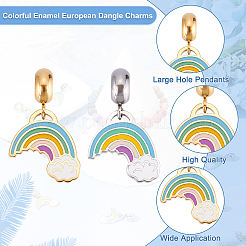 8Pcs 2 Colors 304 Stainless Steel European Dangle Charms&nbsp;STAS-DC0010-74