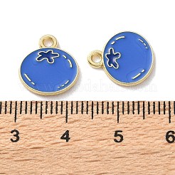 フルーツ合金エナメルチャーム  ブルーベリー  ライトゴールド  コーンフラワーブルー  13.5x12x1mm  穴：1.6mm&nbsp;PALLOY-S058-01LG-20