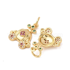 Brass Micro Pave Cubic Zirconia Charms&nbsp;KK-D019-24G