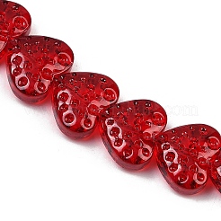 透明ガラスビーズ連売り  ハート  暗赤色  13x15x7mm  穴：1mm  約55個/連  25.98''（66センチメートル）&nbsp;X-GLAA-H038-01F