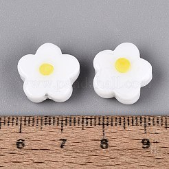 手作りランプワークビーズ  花  ホワイト  13.5~15x14.5~15x6~8mm  穴：1.2~1.6mm&nbsp;LA-N050-04A