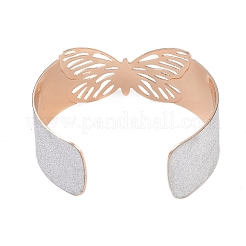 女性用蝶合金オープンカフバングル  銀  内径：2-3/8インチ（5.95cm）  25mm&nbsp;LS-BJEW-L686-01B