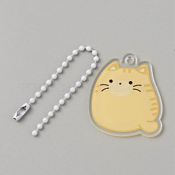 漫画かわいい猫動物アクリルペンダント装飾鉄ボールチェーン付き  キーホルダーバッグペンダントジュエリーアクセサリー用  モカシン  79mm&nbsp;KEYC-WH0036-33H