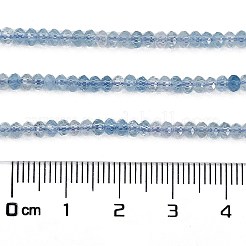 天然石アクアマリンビーズ連売り  グレードA  多面カット  ロンデル  3x2~2.5mm  穴：0.6mm  約165個/連  15.35インチ（39cm）&nbsp;X-G-L587-B02-01