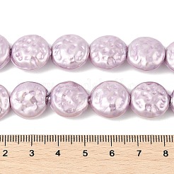 電気めっきシェルパールビーズ連売り  フラットラウンド  パープル  14.5~16x7.5~8mm  穴：1.2mm  約27個/連  15.87''~15.94''（40.3~40.5センチメートル）&nbsp;BSHE-Z007-02C