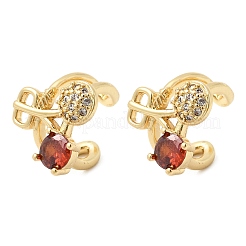 Cherry Brass Micro Pave Cubic Zirconia Cuff Earrings&nbsp;EJEW-C186-13G