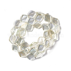 電気メッキガラスビーズセット  フル虹メッキ  菱形  淡黄色  18x15.5x5mm  穴：1.2mm  約35~37個/連  24.80~25.98インチ（63~66cm）&nbsp;EGLA-L032-FR04