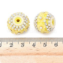 キラキラ輝く樹脂ラインストーンフラワービーズ  ファンシービーズ  アクリルと模造真珠の装飾付き  DIYビーズペンとキーホルダー用  きいろ  20x18mm  穴：3mm&nbsp;LS-OACR-D310-01P-B