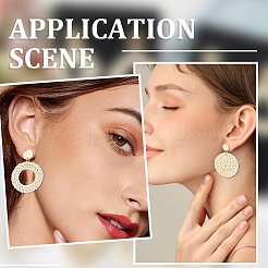 4 Pairs 4 Styles Rattan Dangle Stud Earrings&nbsp;EJEW-SP0001-16B
