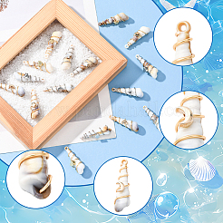 銅とアクリルとプラスチックのペンダント24個（2色）  巻き貝の形  ミックスカラー  38.5x11x12~14mm  穴：3mm  12個/カラー&nbsp;FIND-SC0020-01