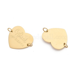 304 Stainless Steel Heart Connector Charms&nbsp;STAS-P396-03B-G