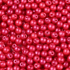 ガラスシードビーズ  不透明色  ラウンド  クリムゾン  3.5~4x3~3.5mm  穴：0.8~0.9mm  約4500個/ポンド&nbsp;SEED-T007-01G