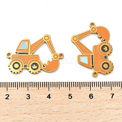 304ステンレススチールエナメルコネクタチャーム  車両リンク  掘削機  14KGP本金メッキ  19x28x1.5mm  穴：1.6mm&nbsp;STAS-L022-018G-01