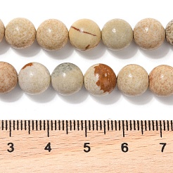 天然石ピクチャージャスパービーズ連売り  グレードAB  ラウンド  8.5mm  穴：1mm  約44~49個/連  14.69~15.35''（37.3~39センチメートル）&nbsp;G-G184-A03-01