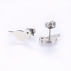 変色しにくい304ステンレススチール製ジュエリーセット  スタッドピアスとペンダントネックレス  鳥  ステンレス鋼色  ネックレス：18.9インチ（48cm）  スタッドピアス：5x12x1.2mm  ピン：0.8mm&nbsp;SJEW-O090-25P