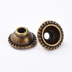 チベット風合金ビーズキャップ  鉛フリー＆カドミウムフリー  アンティークブロンズ  10x5mm  穴：2mm&nbsp;MLF0656Y-NF