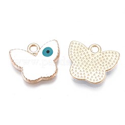 合金エナメルチャーム  カドミウムフリー＆ニッケルフリー＆鉛フリー  ライトゴールド  ナザールボンジュウ付き蝶  小麦  13.5x16x2mm  穴：1.8mm&nbsp;ENAM-S126-148