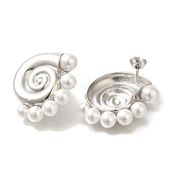 Rack Plating Shell Shape Brass Stud Earrings&nbsp;EJEW-H016-02P
