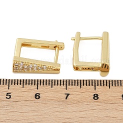 長方形の真鍮マイクロパヴェクリアキュービックジルコニアフープピアス  カドミウムフリー＆鉛フリー  18KGP本金メッキ  17x13x7.5mm&nbsp;EJEW-L299-07G