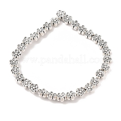 チベットスタイルの花の合金ビーズ連売り  鉛フリー＆カドミウムフリー  アンティークシルバー  7x3.5mm  穴：1mm  約30個/連  8インチ&nbsp;X-TIBEB-O007-08-RS