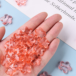 透明なアクリルビーズ  多面カット  花  鮭色  18.5x18.5x5.5mm  穴：1.2mm  約470個/500g&nbsp;TACR-S154-32B-52