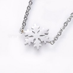 変色しにくい304ステンレススチール製ジュエリーセット  ペンダントネックレス＆スタッドピアス＆ブレスレット  スノーフレーク  ステンレス鋼色  16.54インチ（42cm）  7-1/8インチ（18cm）  10.5x9x1mm  ピン：0.8mm&nbsp;SJEW-H138-16P