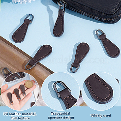 PUレザージッパープーラー20個  服飾材料  合金パーツ  ドロップ  ココナッツブラウン  38~40x14x3.5mm  穴：5.5x6mm&nbsp;FIND-GO0002-93