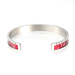 変色しにくい304ステンレススチール製カフバングル  ステンレス鋼色  2-3/8インチ（61.5mm）&nbsp;BJEW-Q684-11A