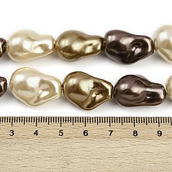 電気メッキガラスビーズ連売り  模造パール  ナゲット  ミックスカラー  20~22x15~16mm  穴：1.2mm  約24個/連  15.55~15.94''（39.5~40.5センチメートル）&nbsp;GLAA-H039-07F
