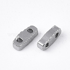電気メッキ不透明ガラスシードビーズ  2穴  長方形  ガンメタ色メッキ  4.5~5x2x1.3~1.5mm  穴：0.5~0.8mm&nbsp;SEED-S023-20A-01