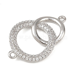 真鍮マイクロパヴェクリアキュービックジルコニアリンクコネクタチャーム  リング形状  プラチナ  24.5x13x2.8mm  穴：1.2mm&nbsp;KK-K413-05P