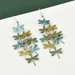 430 Stainless Steel Dragonfly Dangle Earrings&nbsp;EJEW-A137-04P-04