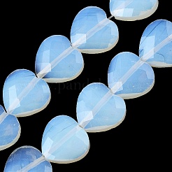 オパールビーズ連売り  多面カット  ハート  14.5~15x15~15.5x5.5~6mm  穴：1mm  約10個/連  5.51~5.71''（14~14.5センチメートル）&nbsp;G-A309-A23-01