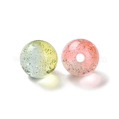 金箔入りグラデーションカラー透明樹脂ビーズ  ラウンド  ミックスカラー  8mm  穴：1.8mm&nbsp;RESI-A035-10A