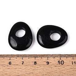 天然石オブシディアンペンダント  ティアドロップチャーム  24.5~25x19.5~20x5.5~6.5mm  穴：8~9mm&nbsp;X-G-T144-09J
