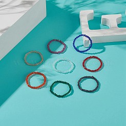 8個 8色 キラキラガラス ラウンドビーズ ストレッチリングセット 女性用  ミックスカラー  usサイズ8（18.1mm）  1pc /カラー&nbsp;RJEW-JR00539