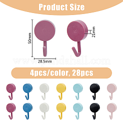 28個 7色プラスチックフックハンガー  粘着フック  ミックスカラー  50x28.5x21mm  4個/カラー&nbsp;AJEW-DC0001-18