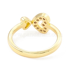 Clear Cubic Zirconia Double Heart Open Cuff Ring&nbsp;RJEW-I083-20G