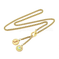 Ion Plating(IP) 304 Stainless Steel Red Enamel Letter & Eye Pendant Wheat Chain Necklaces&nbsp;STAS-Z102-01G-J