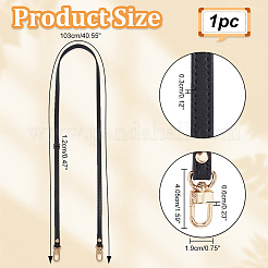レザーバッグストラップ  スイベルクラスプ付き  財布作り用品  ブラック  103.4x1.2x0.3cm&nbsp;DIY-WH0304-695