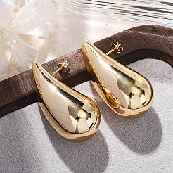 女性用ティアドロップ 304 ステンレススチール スタッド イヤリング  ゴールドカラー  39x29mm&nbsp;EJEW-A125-06G