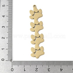 304ステンレスペンダント  連続猫爪チャーム  足跡  48.5x11.5x1.5mm  穴：1.6mm&nbsp;STAS-E501-01G-04