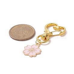 桜の花と猫の合金エナメルキーホルダー 4 個  亜鉛合金ハートスイベルカニカン付き  ミックスカラー  5.6cm&nbsp;KEYC-JKC00456