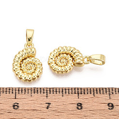 真鍮製チャーム  巻き貝の形をしたチャーム  18KGP本金メッキ  14x10x2.5mm  穴：4.5x2mm&nbsp;KK-N259-20G